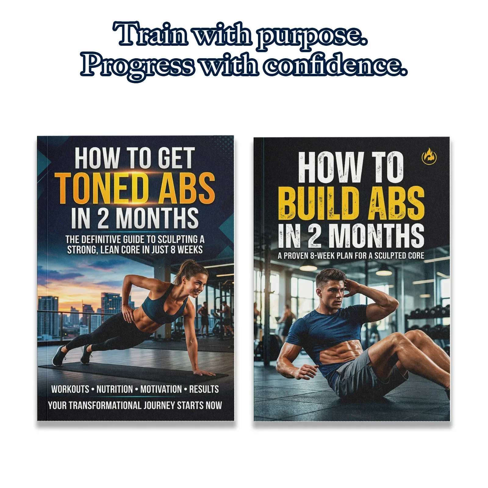 Fitness Nutrition Guide - 2-Buch-Bauchmuskel-Trainingshandbuch-Set für Männer und Frauen, 8-wöchige