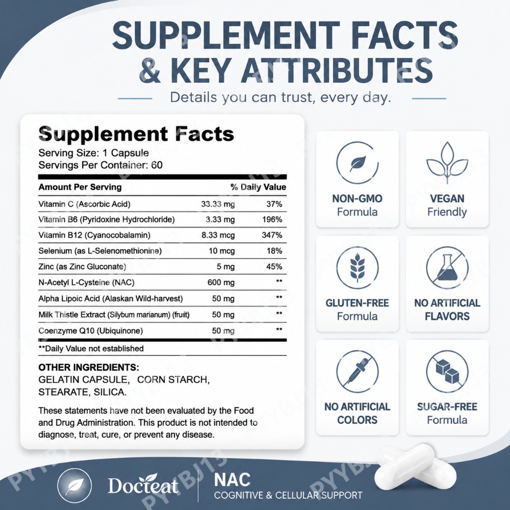 Docteat NAC Nahrungsergänzungs – Nac N Acetyl Cysteine Bewertung und Preis
